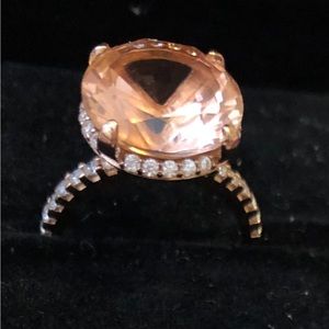 Simulated 10K MORGANITE rose gold plated silver  size 6 with simulated diamonds.